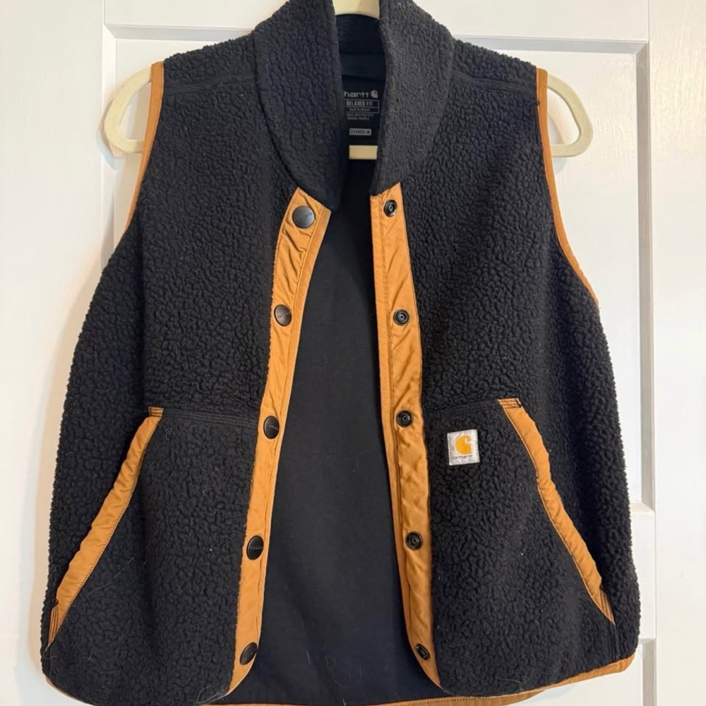 Carhartt Black and Orange Sherpa Vest